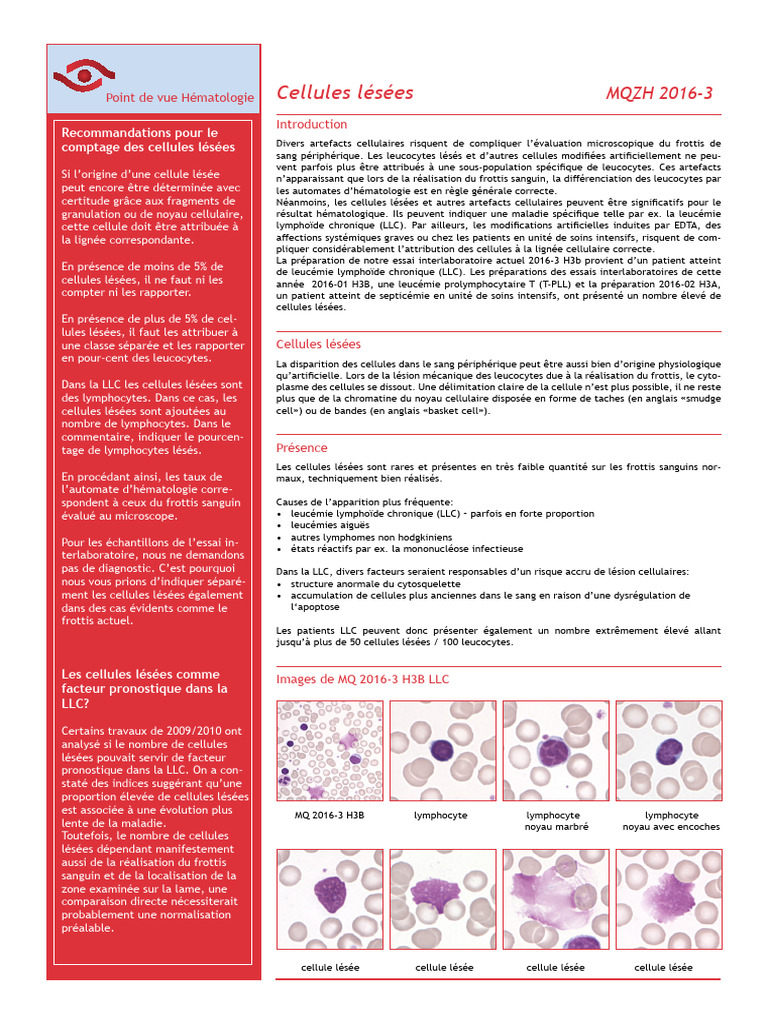 Cellules Lésées et Pycnose Nucléaire en Hématologie | PDF | Noyau ...