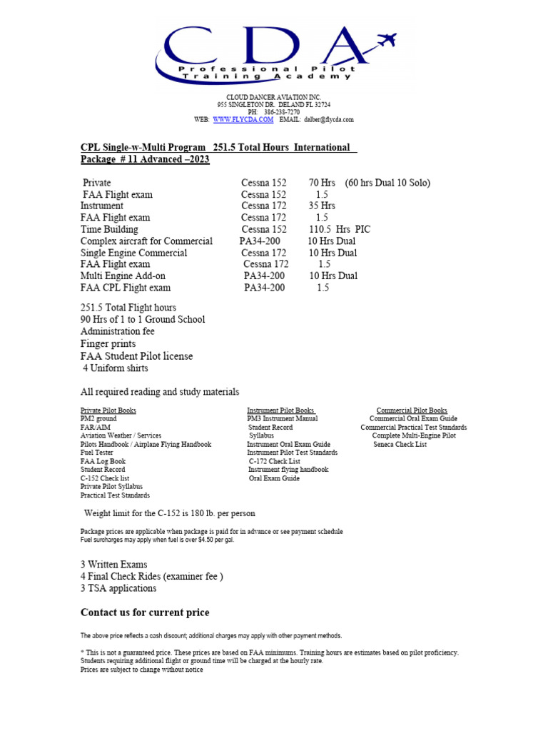 CPL Program Overview at Cloud Dancer | PDF | Federal Aviation ...