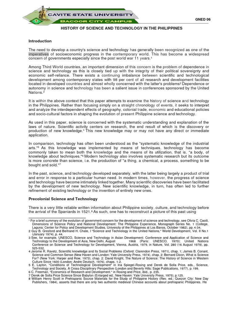 History of Science and Technology in the Philippines | PDF | Academic ...