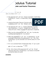Remainder and Factor Theorem Paper 1