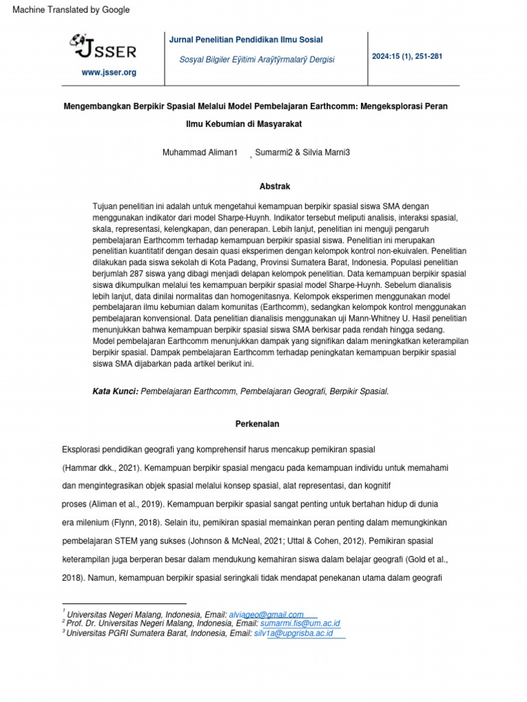 Dampak Pembelajaran Earthcomm pada Berpikir Spasial Siswa | PDF | Ilmu ...