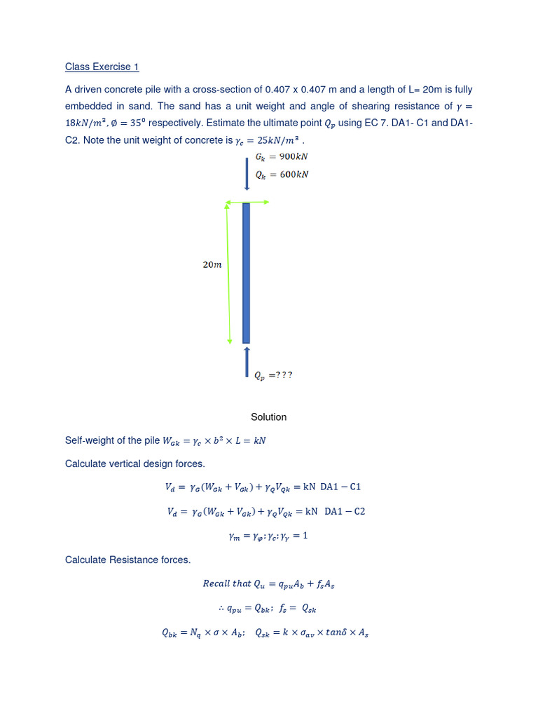 Pile Design Calculation Exercise | PDF | Deep Foundation | Structural ...