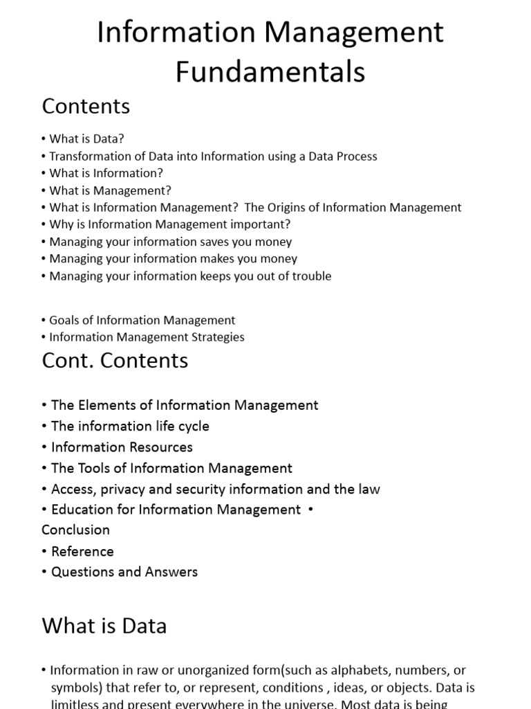 01-Fundamentals of IM | PDF | Information | Information Management