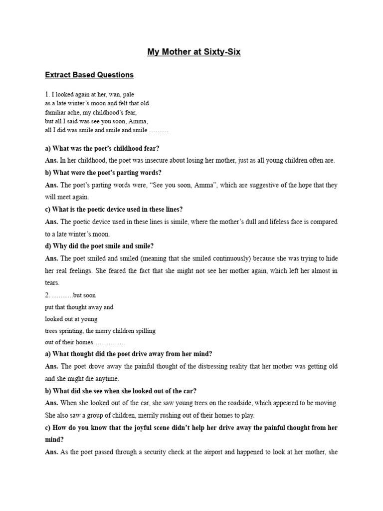 Notes My Mother at Sixty Six | PDF | Poetry