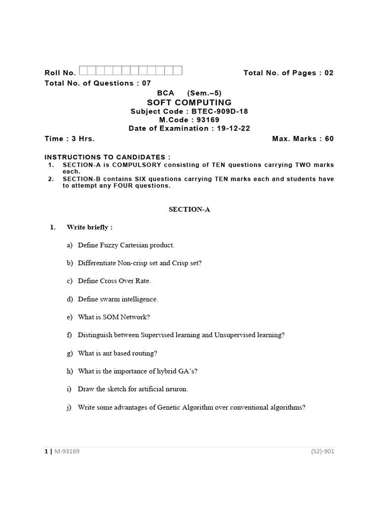Soft Computing Exam Guidelines | PDF | Algorithms | Fuzzy Logic