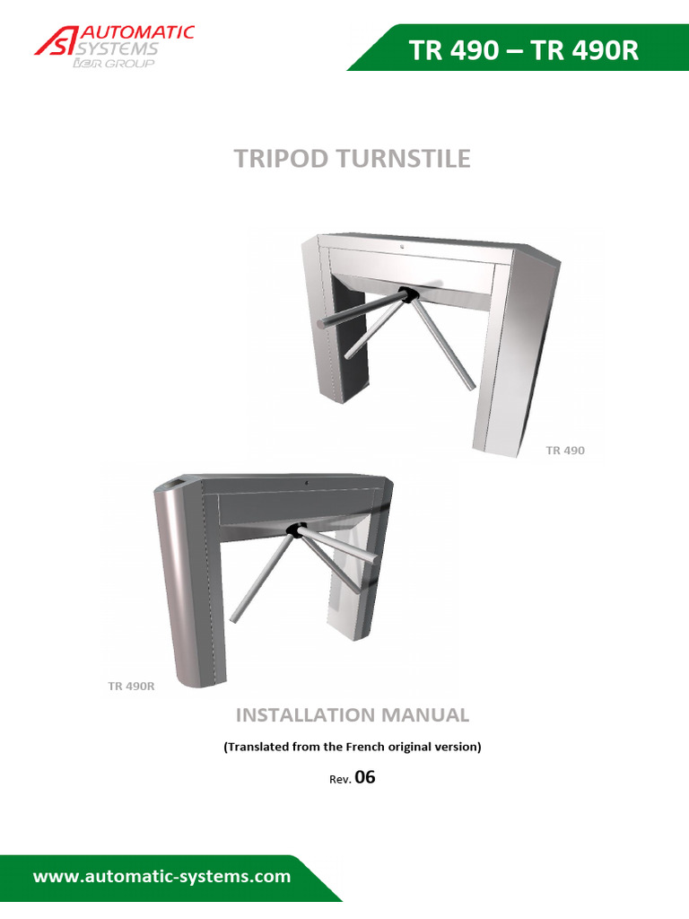 TR 490 Tripod Turnstile Installation Guide | PDF | Electrical Connector ...