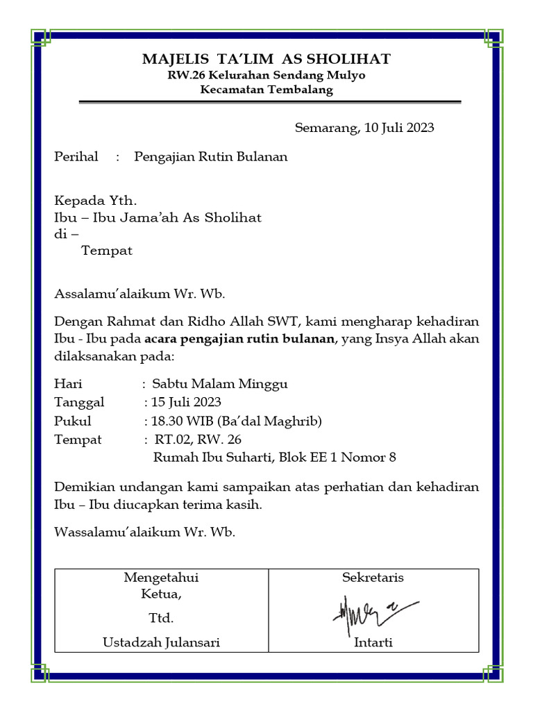 Undangan Majelis Ta'lim pdf | PDF