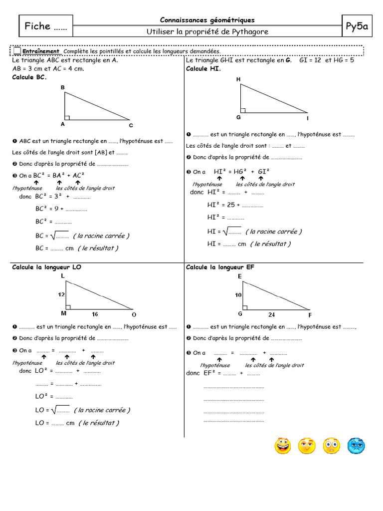 Calculs de longueurs dans triangles rectangles | PDF | Géométrie ...