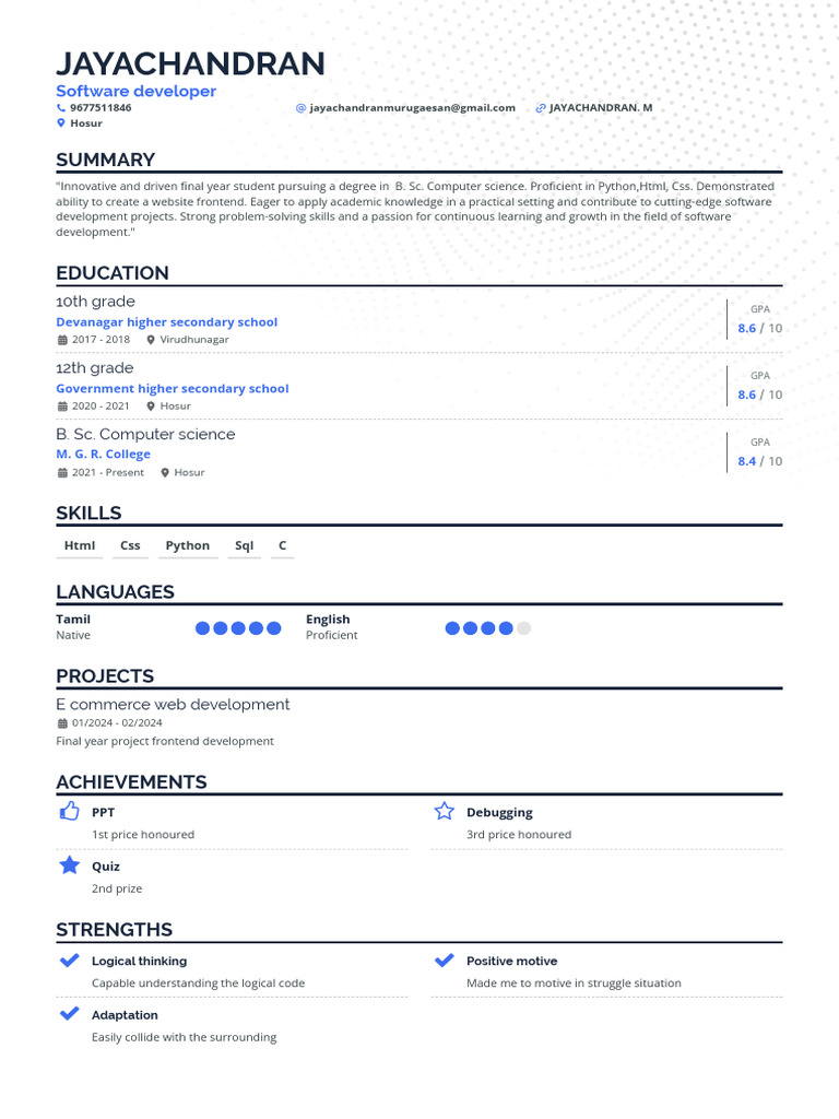 Aspiring Software Developer Profile | PDF | Computing