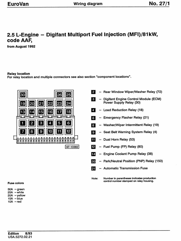 Vw t4 wd 27 2 5l engine digifant multiport fuel injection 81kw