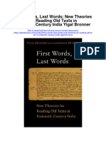 Download First Words Last Words New Theories For Reading Old Texts In Sixteenth Century India Yigal Bronner full chapter