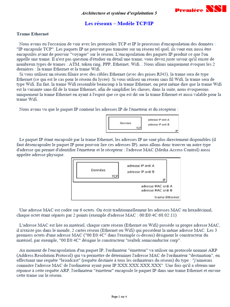 Modèle TCP/IP et encapsulation des données | PDF | Suite des protocoles ...