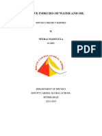 REFRACTIVE INDECIES OF WATER AND OIL