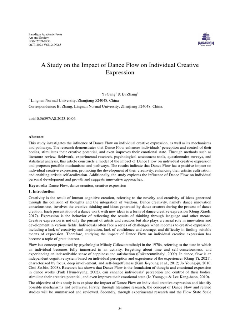 Dance Flow's Impact on Creativity | PDF | Creativity | Flow (Psychology)