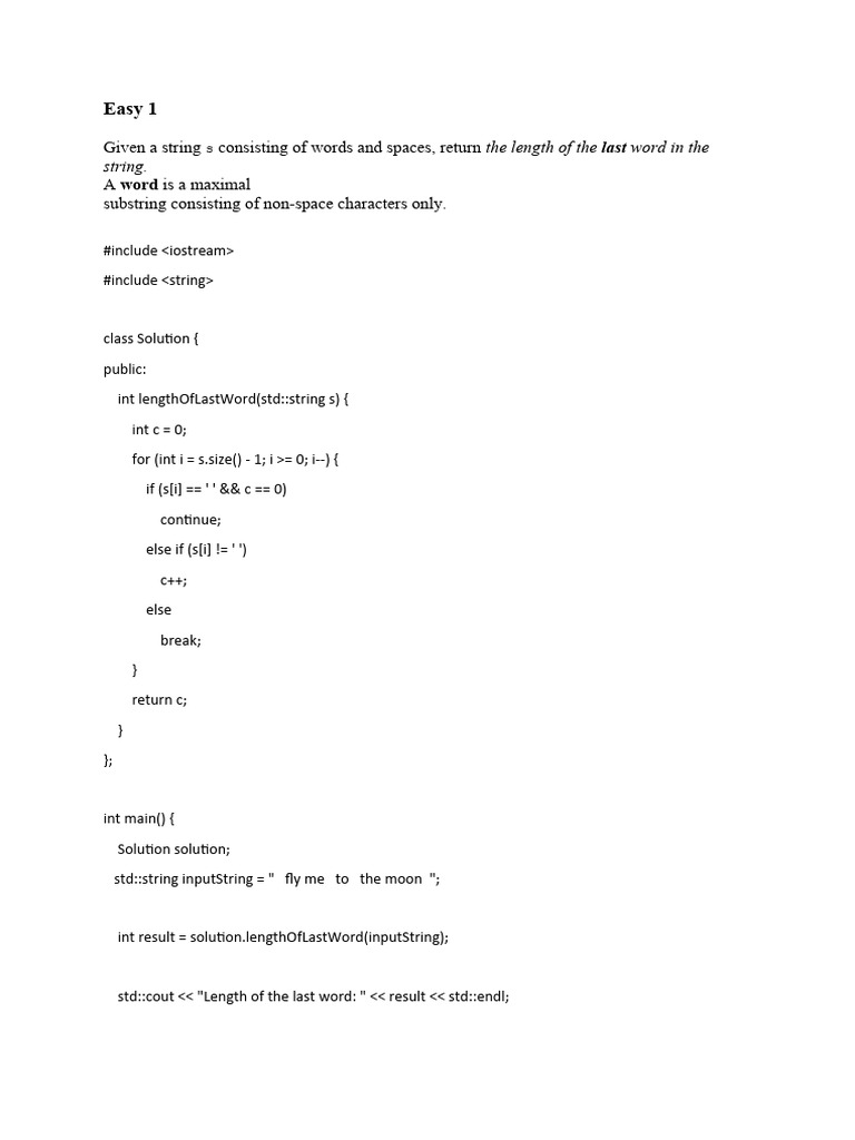 Length of Last Word in String | PDF | Computer Programming | Software ...