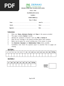 Mathematics Form 3 Paper 2 - Question Paper