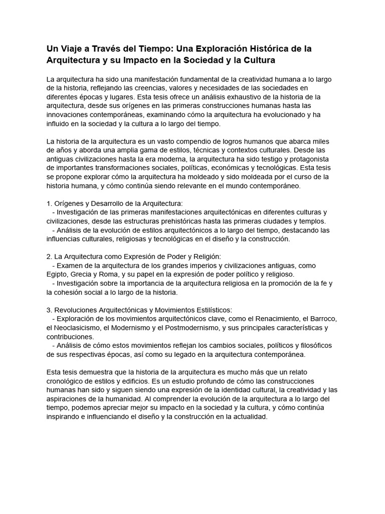 Historia de la Arquitectura y su Impacto | PDF | Sociedad | Educación ...