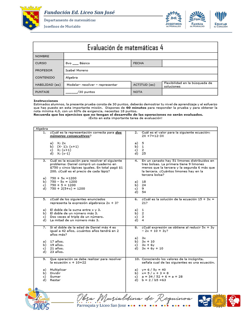 Algebra 2023 8vo a pdf ecuaciones lgebra