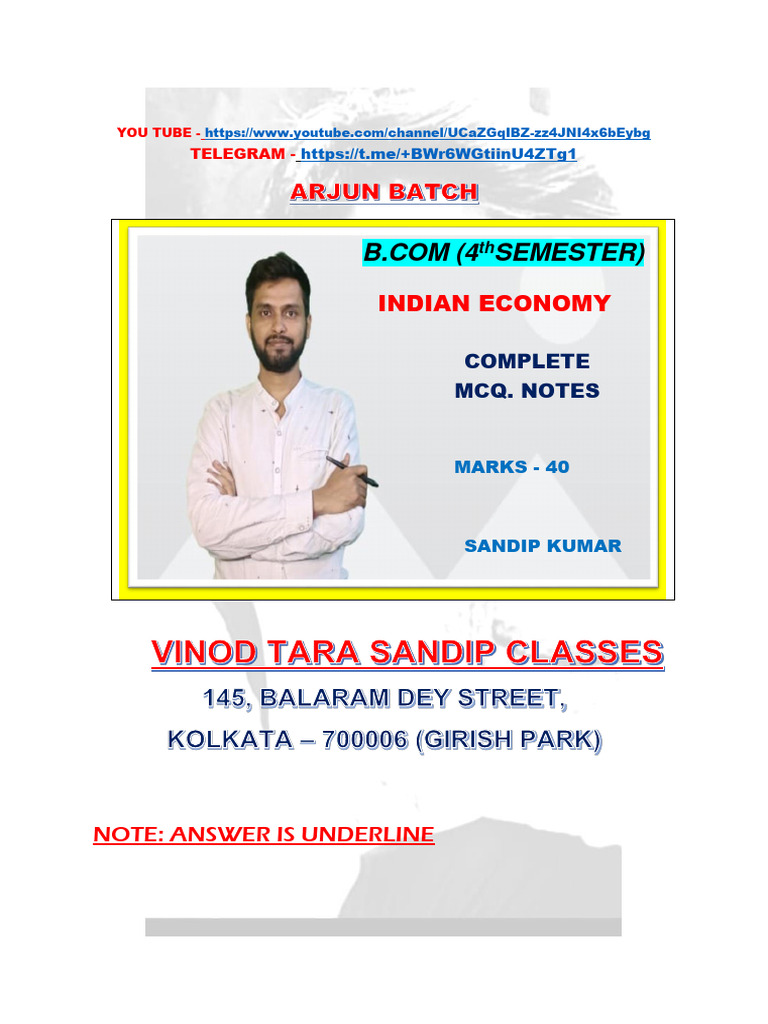 Indian Economy Complete MCQ. Notes | PDF | Gross Domestic Product | Subsidy