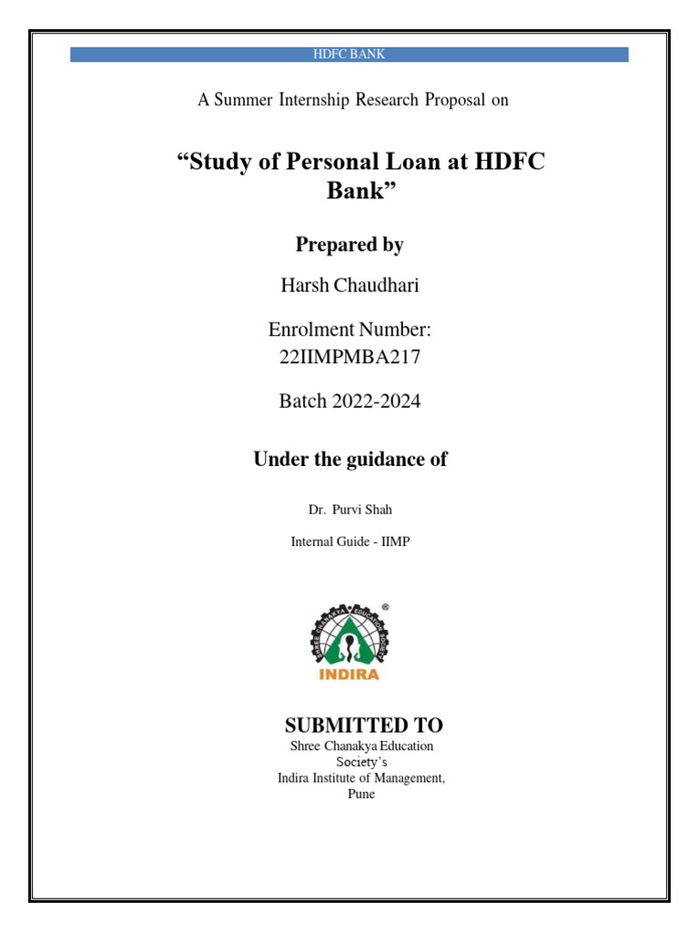 Harsh Chaudhari SIP Project (1) Final | PDF | Loans | Banks