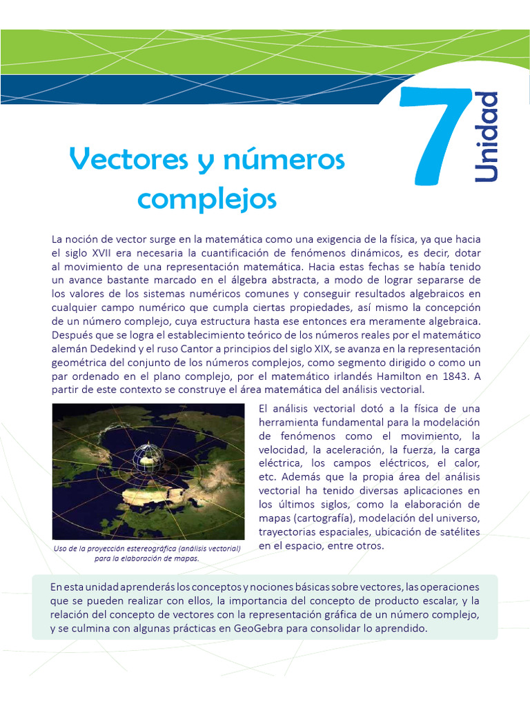 Vectores y Números Complejos en Matemáticas | PDF | Espacio vectorial ...