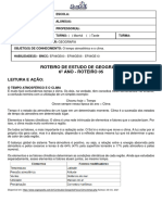 ROTEIRO DE ESTUDO - 6º ANO - O Tempo Atmosférico e o Clima