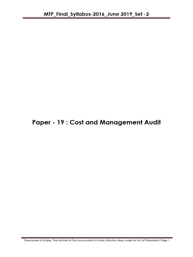 Cost and Management Audit Syllabus | PDF | Audit | Valuation (Finance)