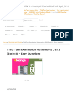 Third Term Examination Mathematics JSS 2 (Basic 8) - Exam Questions - ClassRoomNotes