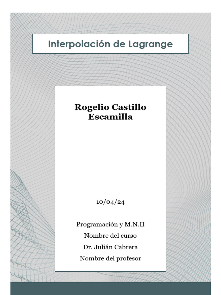 Interpolacion de lagrange descargar gratis pdf variable