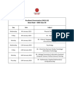 Pre-Board Examination (2022-23) Date Sheet - CBSE Class XII