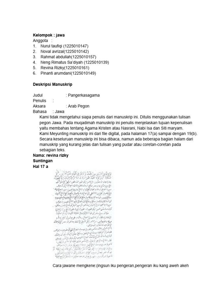 Analisis Manuskrip Pangerkasagama | PDF | Filsafat | Kajian Bahasa Asing
