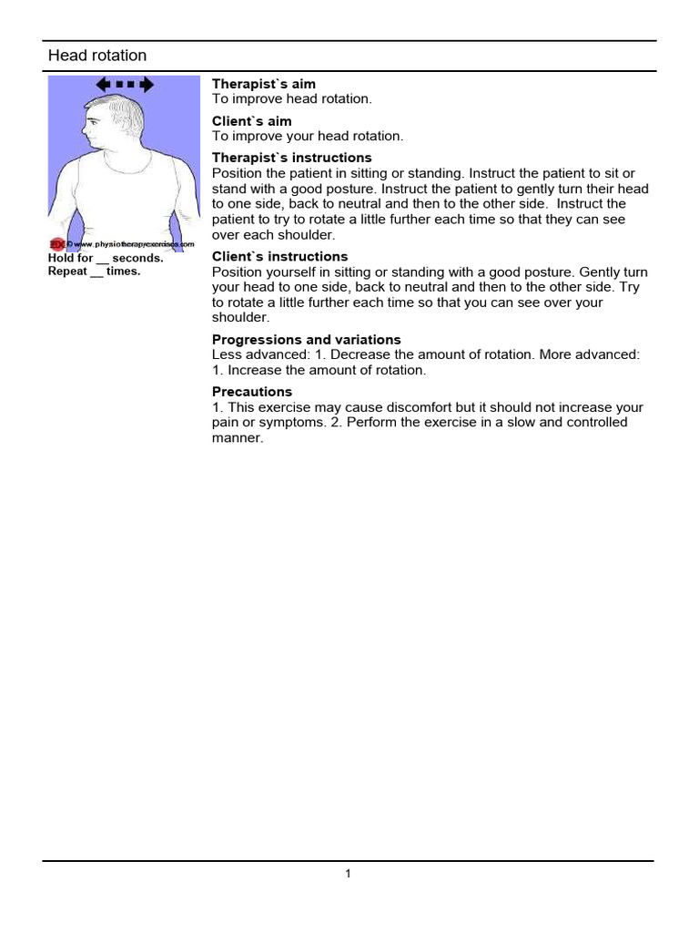 Head Rotation Exercises Guide | PDF | Anatomical Terms Of Motion | Shoulder