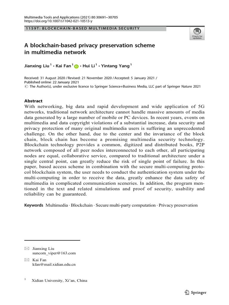 A Blockchain-Based Privacy Preservation Scheme in Multimedia Network ...