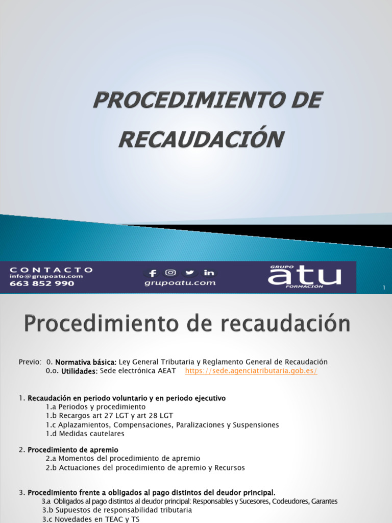 Procedimientos de Recaudación Tributaria | PDF | Pagos | Estatuto de ...