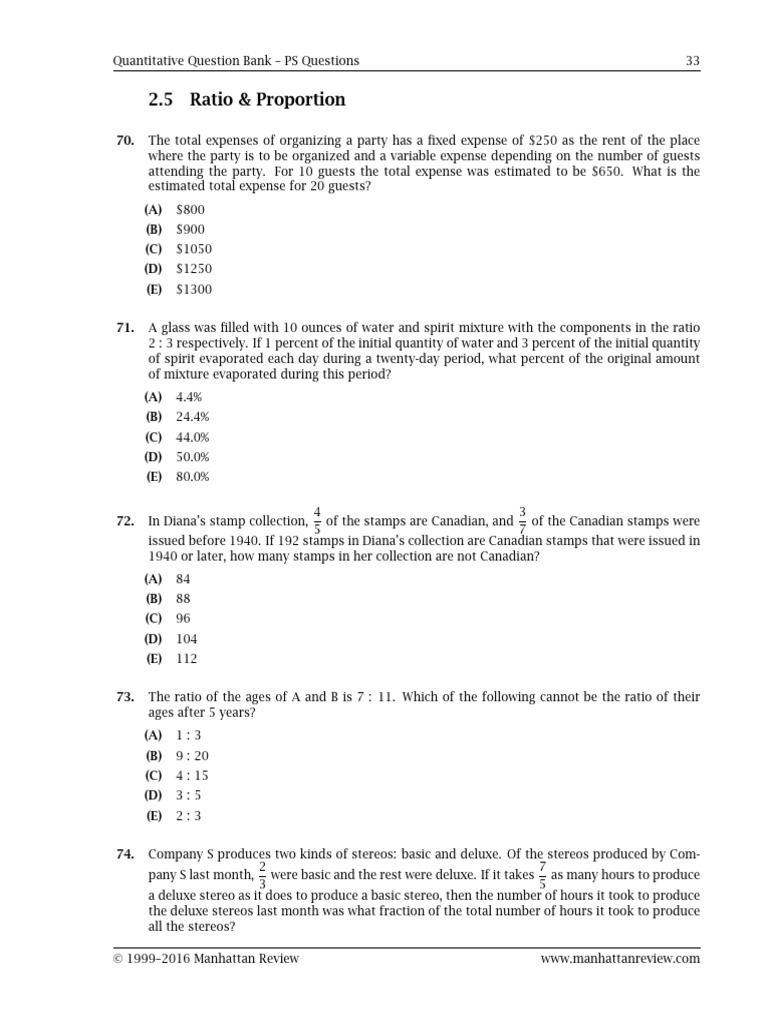 GMAT Quantitative Practice Questions | PDF | Speed