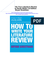 How To Write Your Literature Review Macmillan Study Skills 1St Edition Bryan Greetham Full Chapter