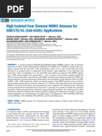 High Isolated Four Element MIMO Antenna For ISM LTE 5G Sub-6GHz Applications