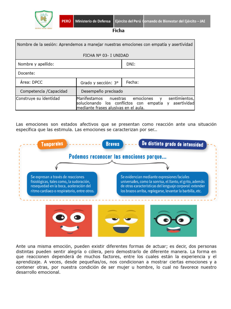 Manejo de Emociones con Empatía y Asertividad | PDF | Las emociones ...