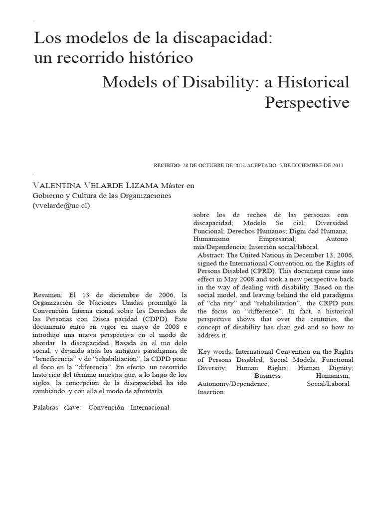 Modelos Históricos de Discapacidad | PDF | Invalidez | Trabajo Social