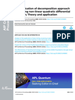 A Modification of Decomposition Approach For Solving Non-Linear Quadratic Differential Equation Theory and Application