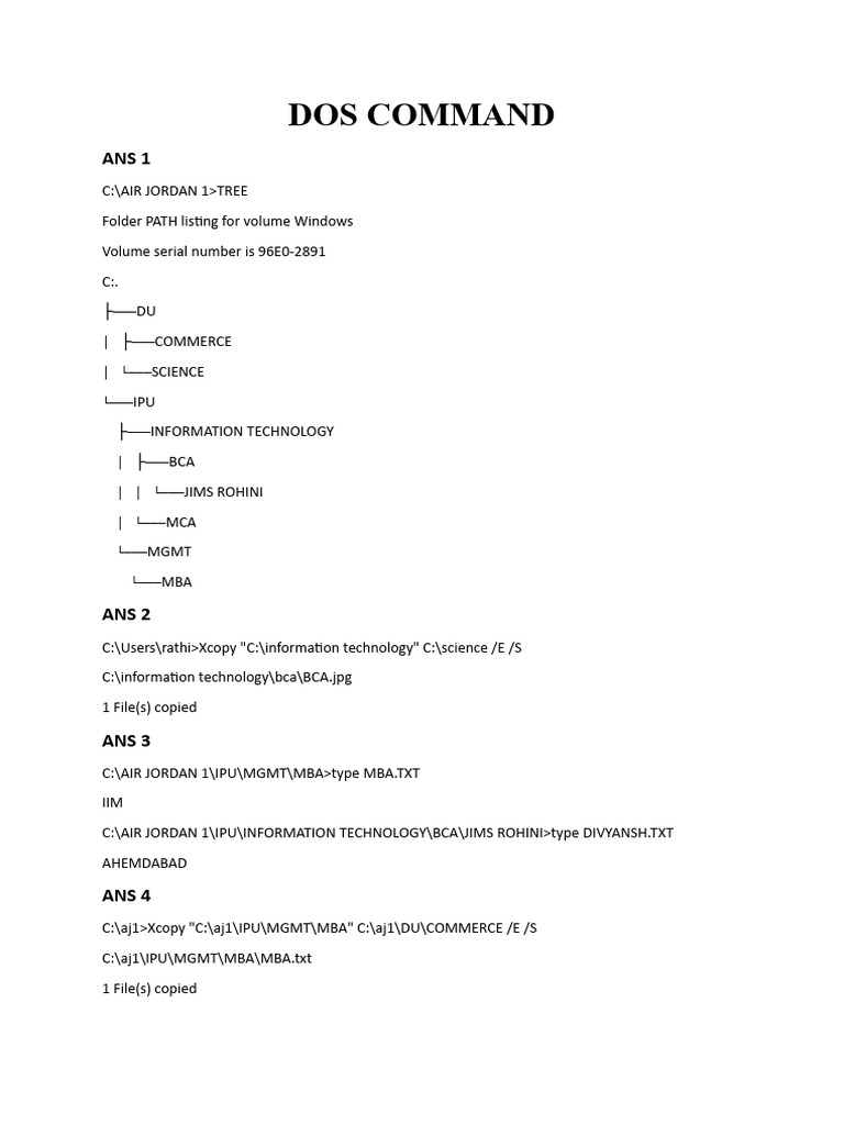 DOS Commands and File Management Guide | PDF | Teaching Methods & Materials