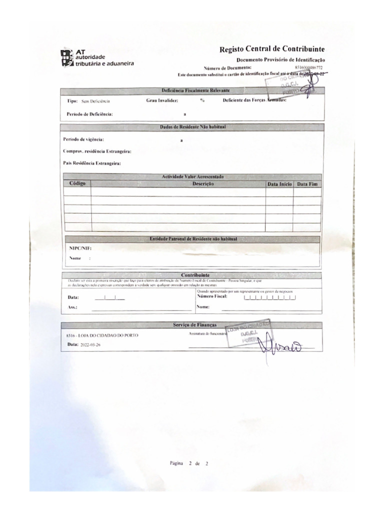 Registo central de contribuinte pdf
