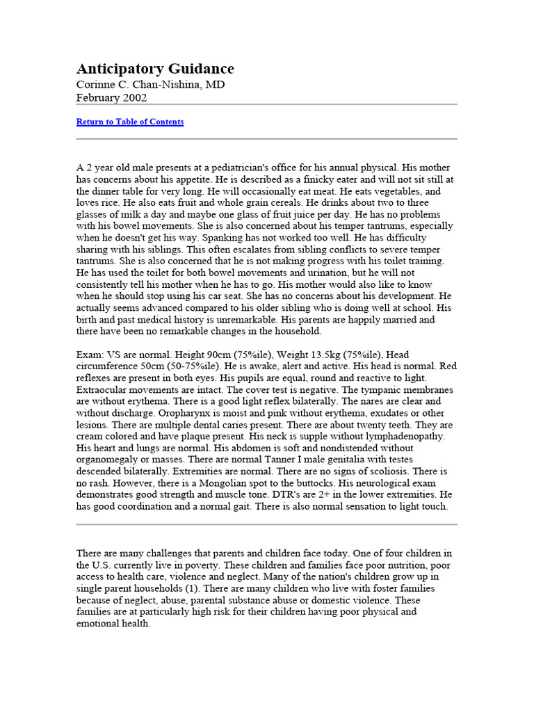 Anticipatory Guidance Pdf Human Tooth Dentistry