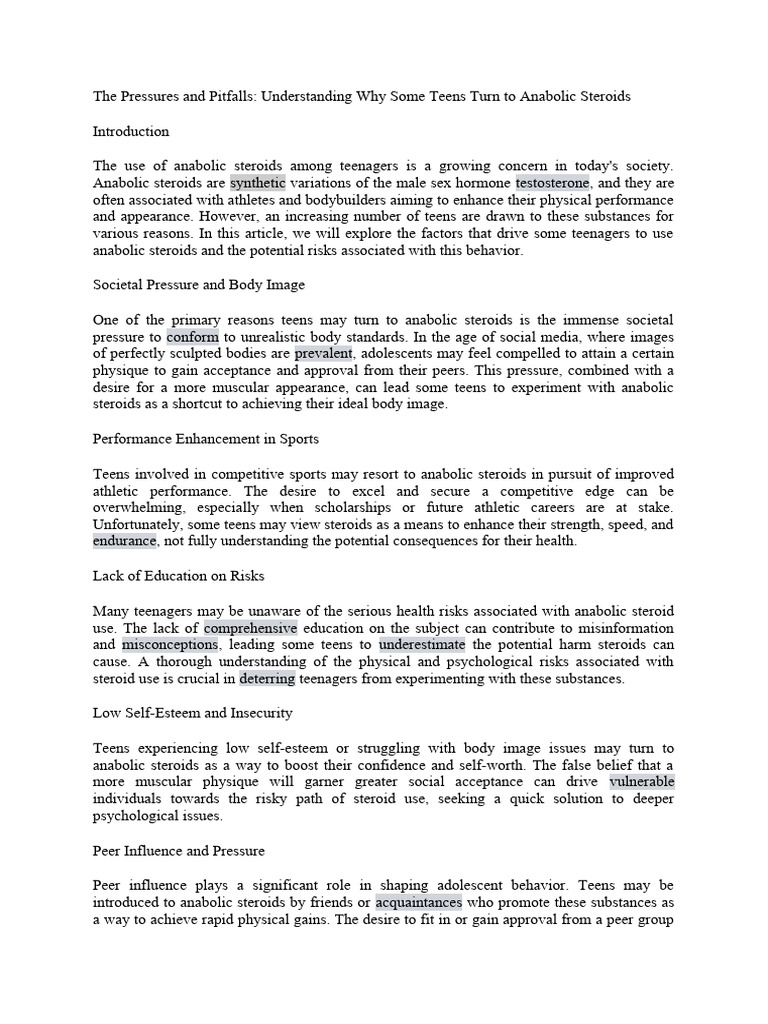 Teen Anabolic Steroid Use: Causes & Risks | PDF | Adolescence | Self Esteem