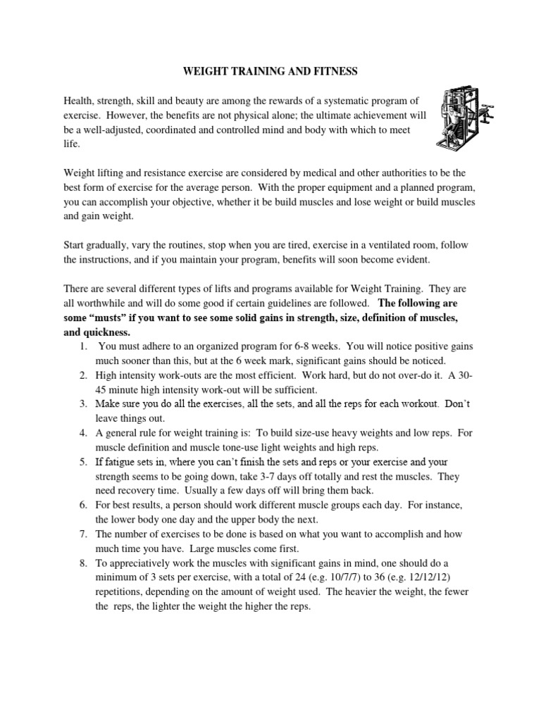 Weight Training Program Guidelines | PDF | Strength Training | Physical ...