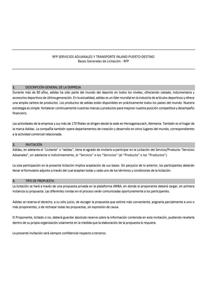 ANEXO 1 - RFP Servicios de Aduana | PDF | aduana | Business
