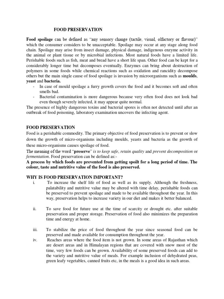 Food Preservation Methods Explained | PDF | Food Preservation ...