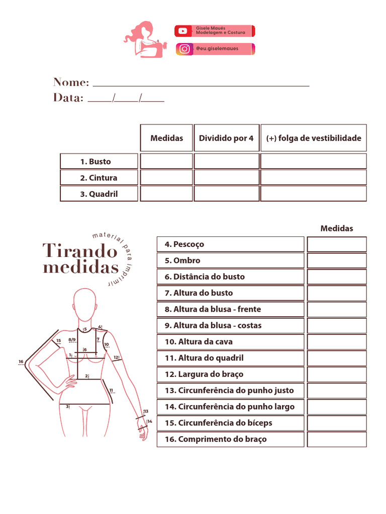 Tabela Medidas IMPRESSÃO | PDF