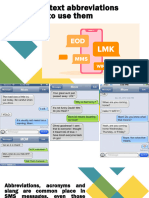 Common text abbreviations, PRE-Intermediate II CLASS 