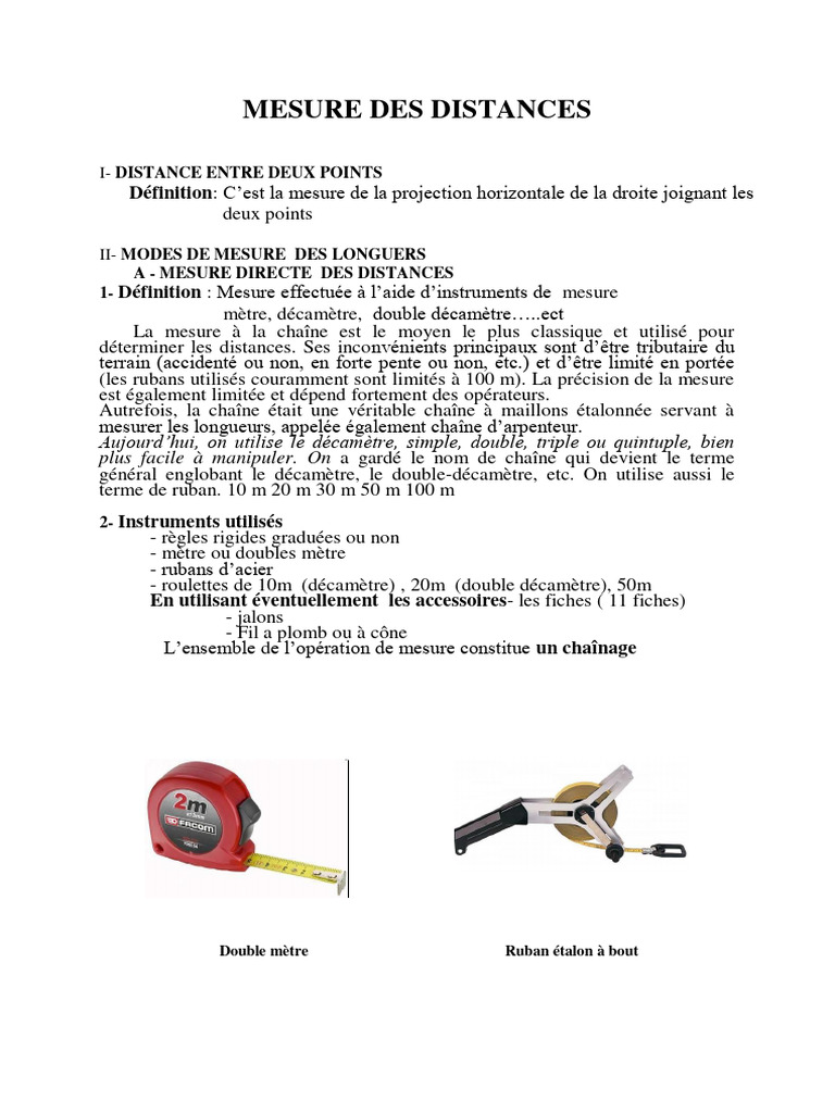 Définition et méthodes de mesure des distances | PDF | Mètre | Angle